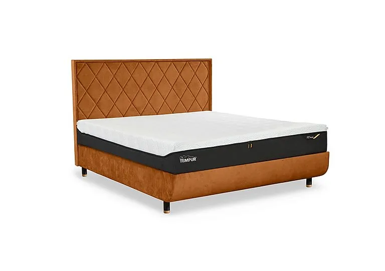 Arc Disc Bed Frame with Quilted Headboard - King Size - Black & Gold