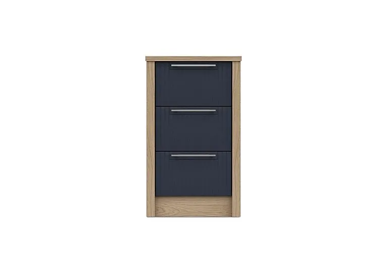 Chelsea 3 Drawer Bedside Cabinet with Silver Handles - Royal Blue