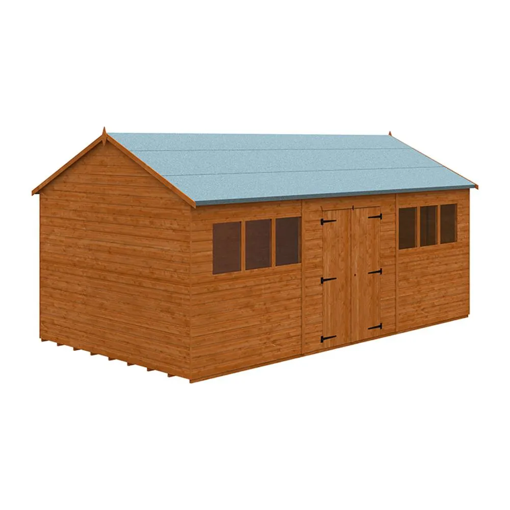 Buttercup Farm 18 x 10 Feet Workman Apex 12mm Shed - Solid Wood/Softwood/Pine in Burnt Orange