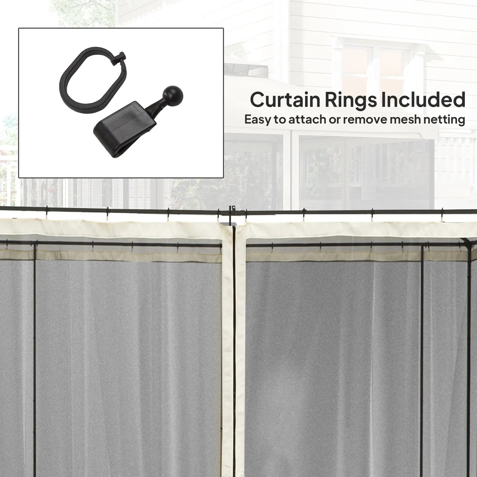 OUTSUNNY Universal Replacement Gazebo Mesh Netting Screen Walls in Cream 5