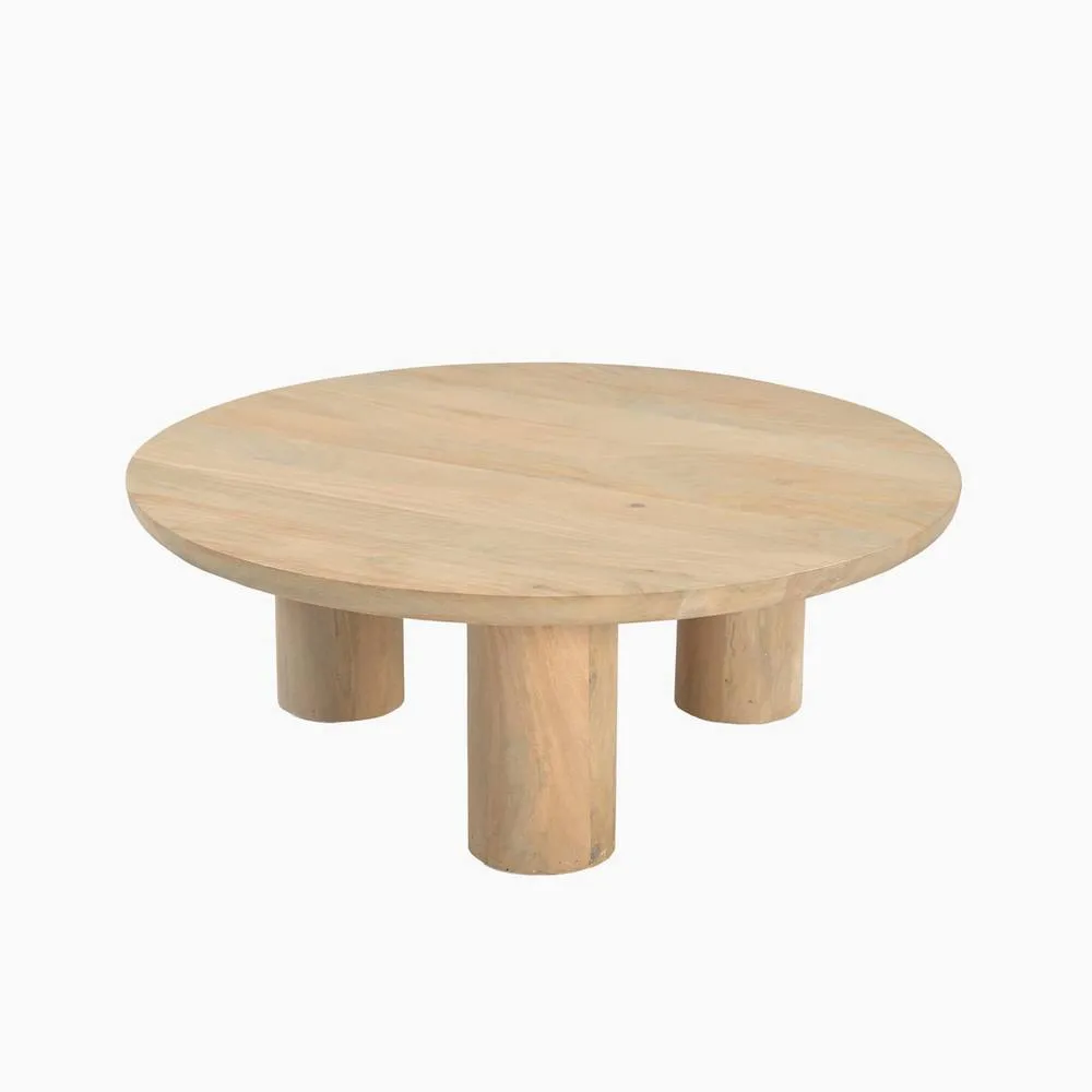 FurnitureboxUK Teton Round Wood 3 Leg Coffee Table in Light Brown 3