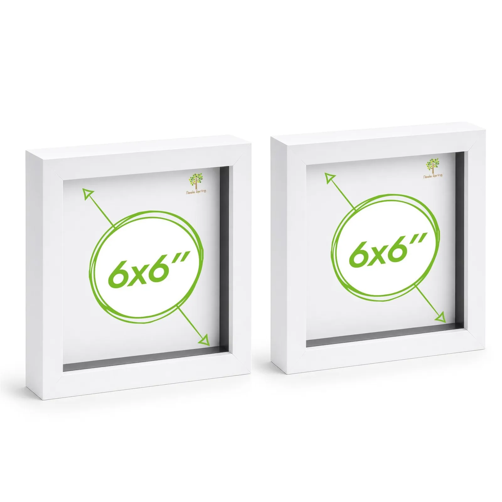 Nicola Spring 3D Box Photo Frames - 6" x 6" - Pack of 2 in White