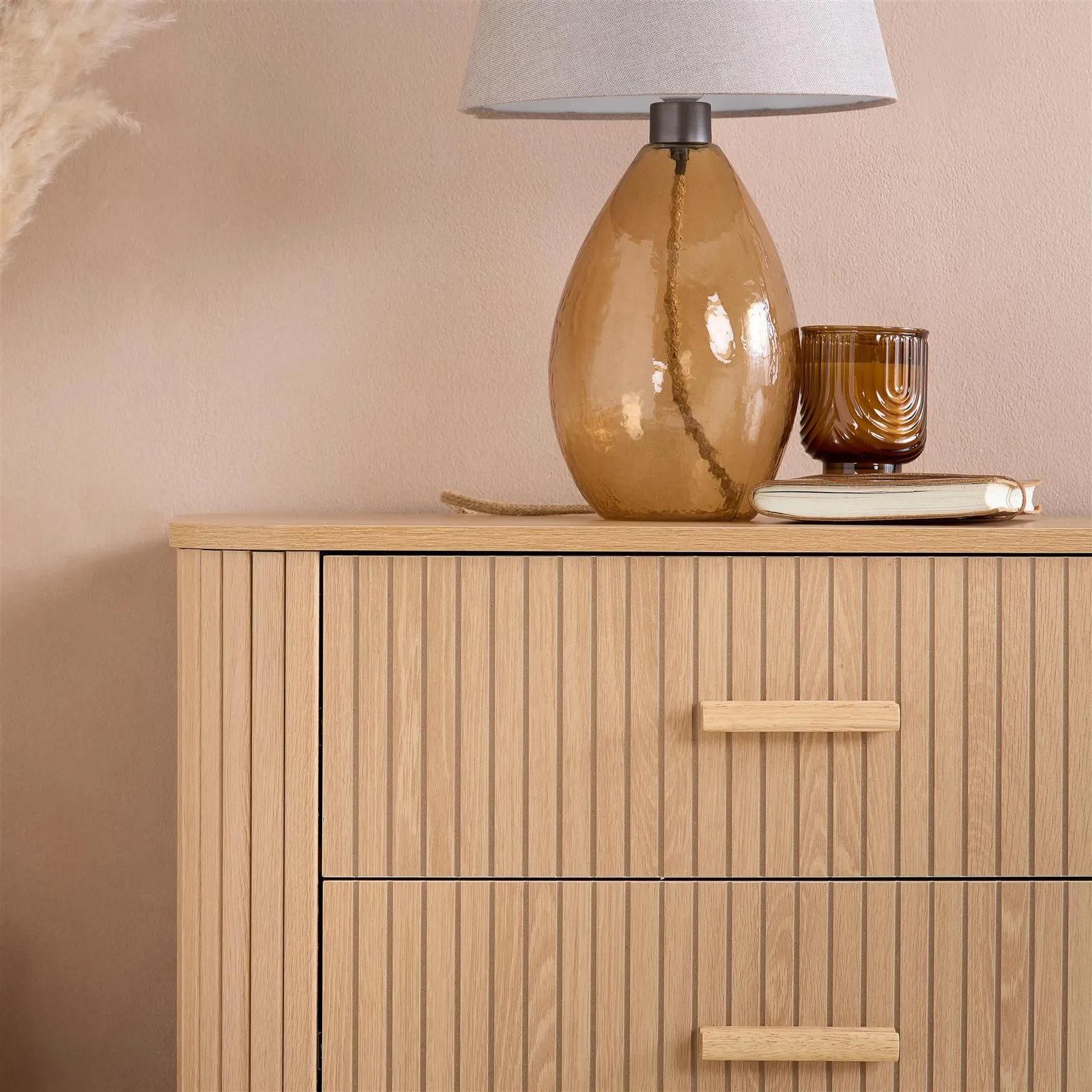 Birlea 6 Oak Brown Drawer Wooden Fluted Chest Axel 3