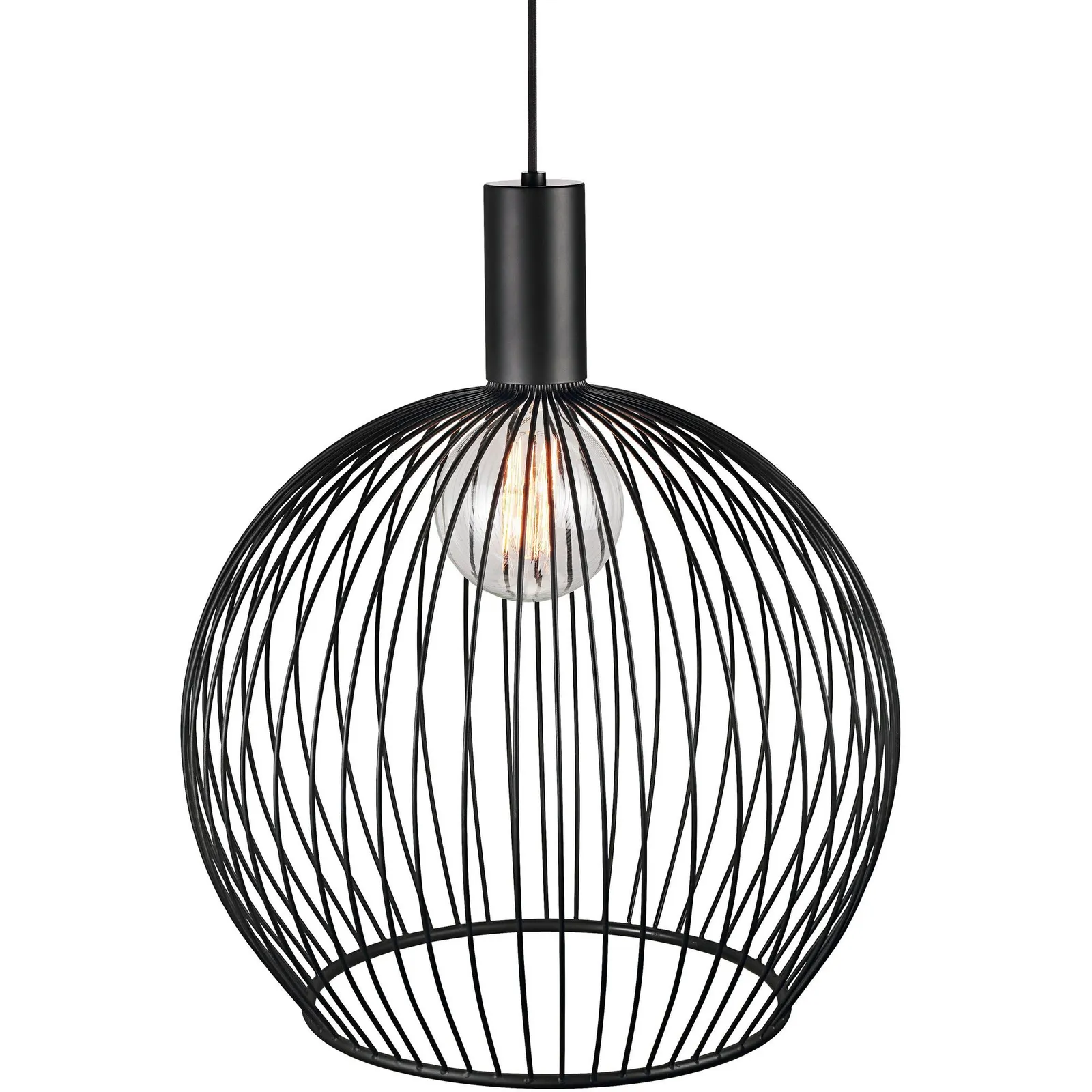 Nordlux Modern Indoor Pendant Light Black Metal E27 chrome socket - Mains Powered, IP20