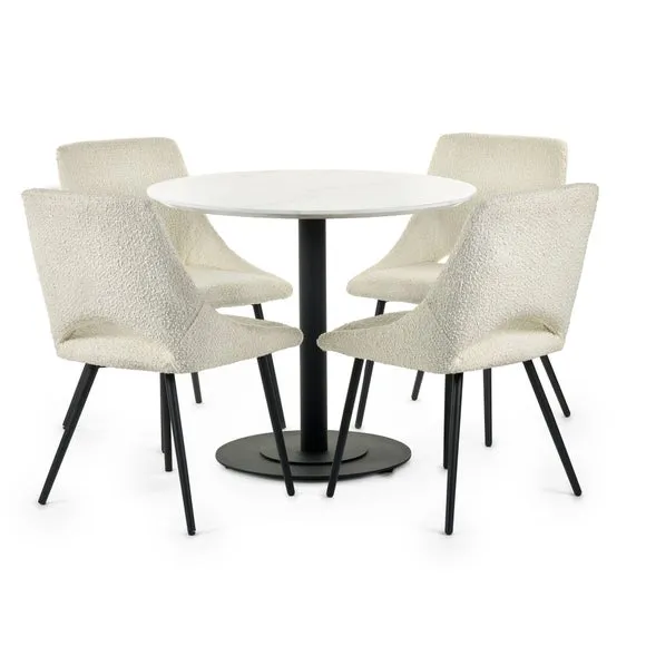 Luca 4 Seater Round Dining Table, Marble 5