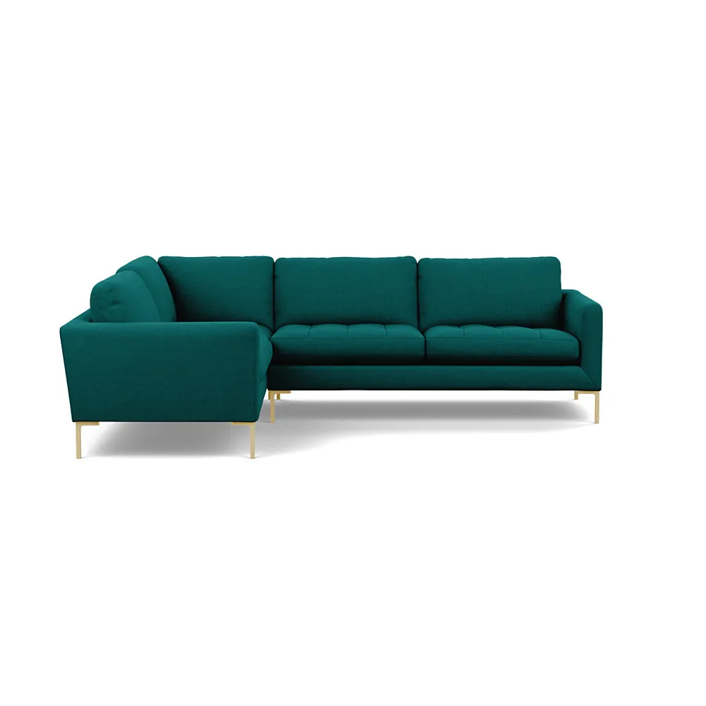 Heal's Eton Left Hand Facing Corner Sofa Brushed Cotton Pine Brass Feet