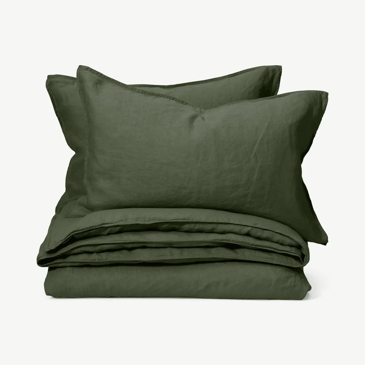 Brisa 100% Linen Duvet Cover + 2 Pillowcases Kingsize, Moss Green