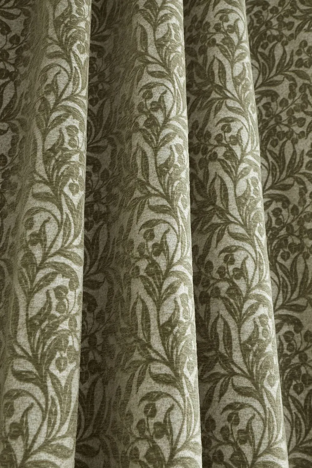 Bianca 'Chenille Leaves' Lined Eyelet Curtains in Green 4
