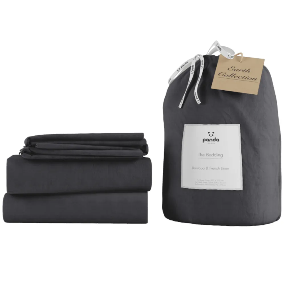 Panda Linen Bedding Set - Slate Grey - 3ft Single 1