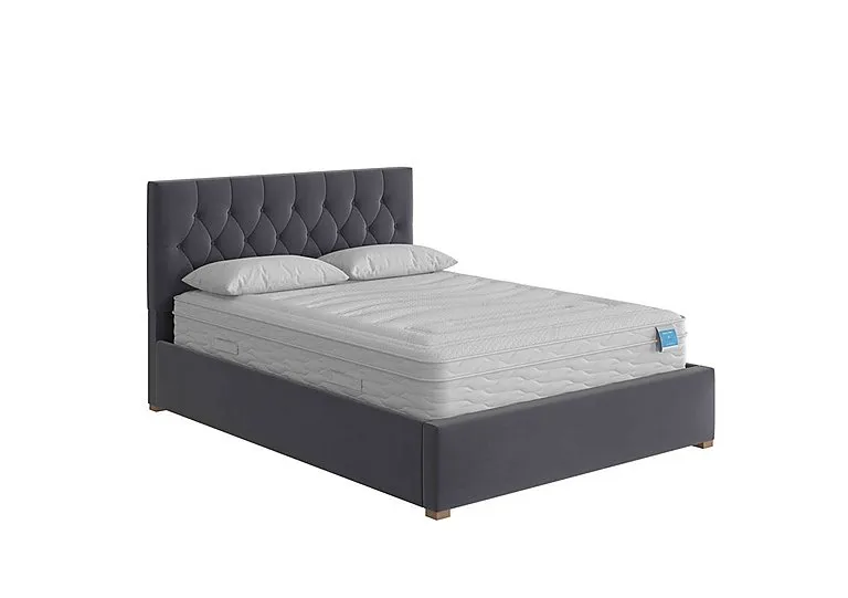 Henry Ottoman Bed Frame - Double - Plush Velvet Steel
