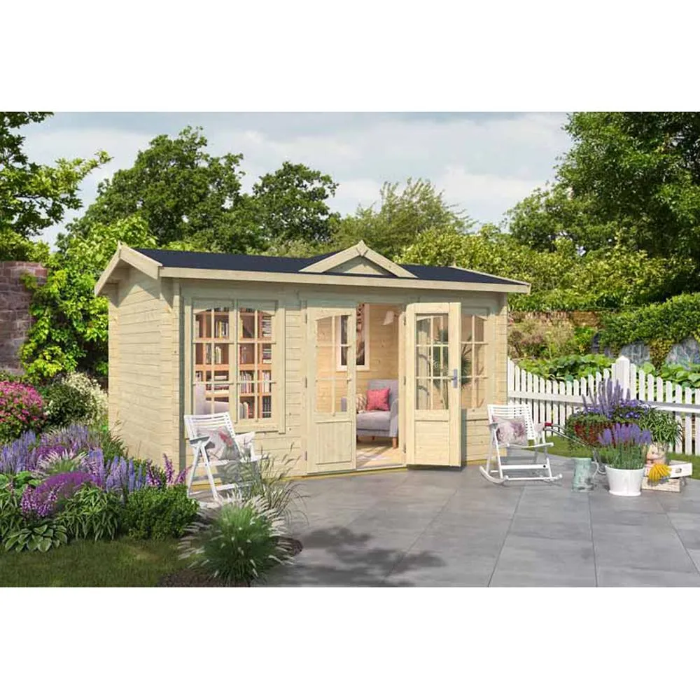 Lasita Maja Ltd Kensington (4414340)-Log Cabin, Home Office - L440xW292.1xH239.4 cm in Light Tan 3