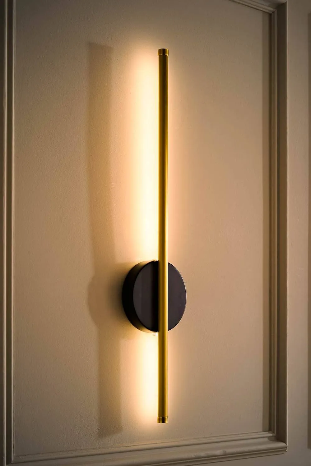 ValueLights Lymm Pillar Rechargeable Slimline Stem LED Wall Light in Gold 2