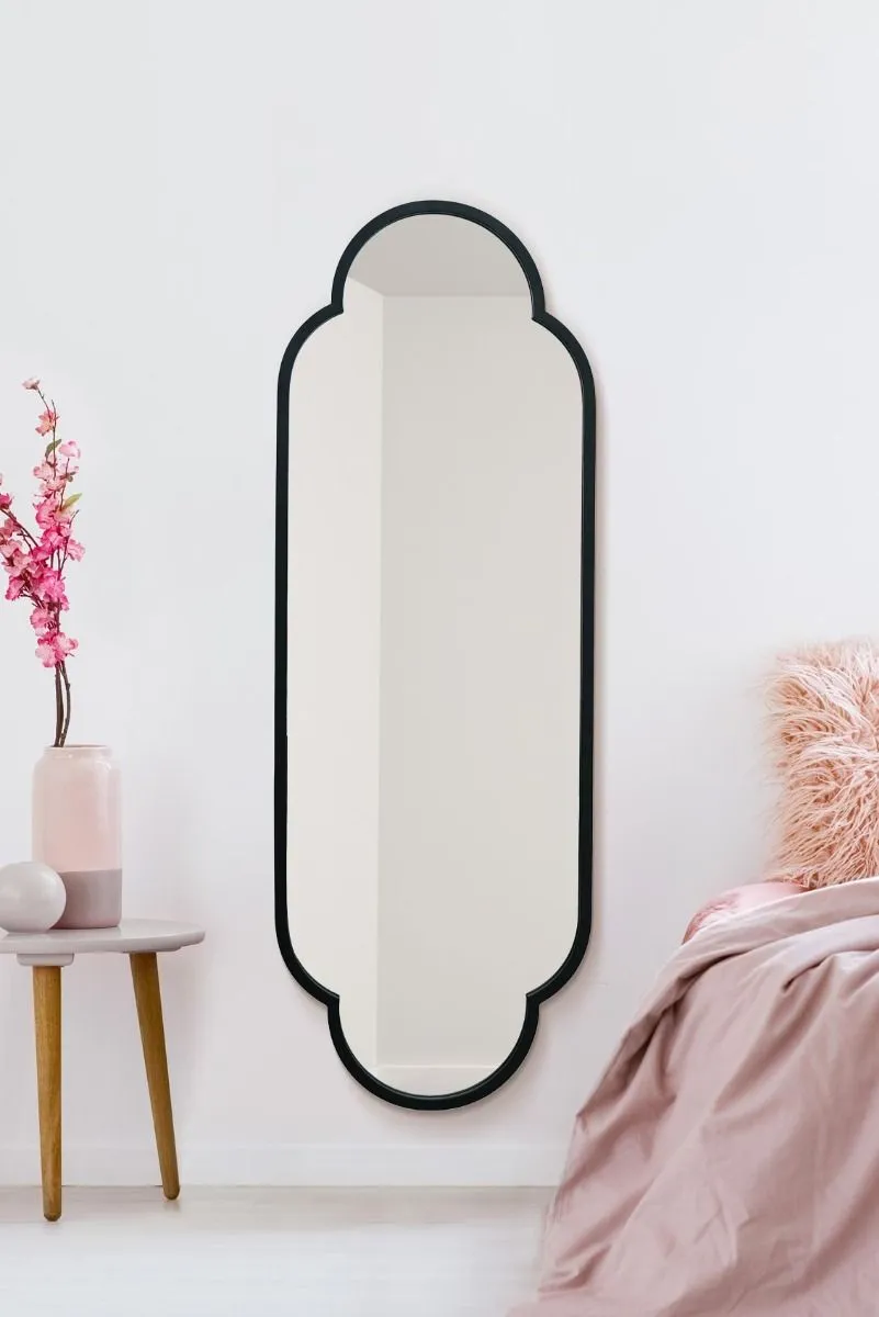 MirrorOutlet Black Metal Framed Double Arched Oval Wall Mirror 150 X 52CM