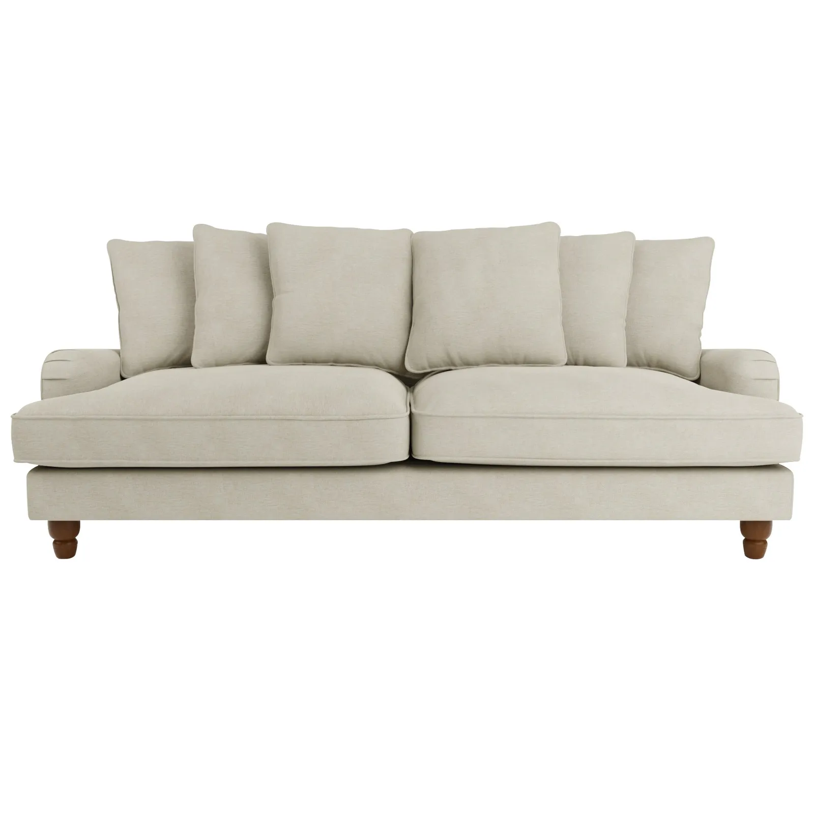 Beatrice Scatter Back Fabric 4 Seater Sofa Brown