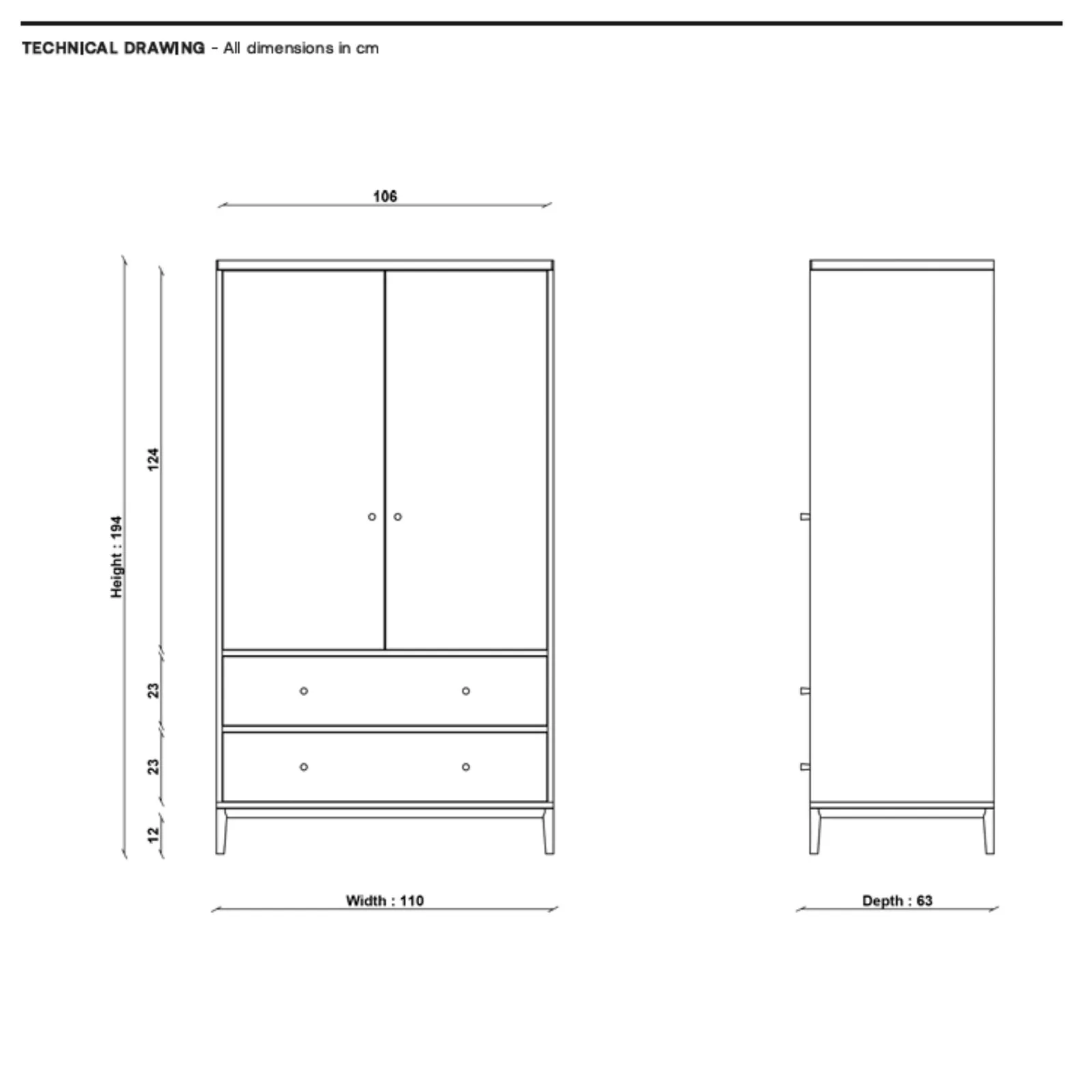 Ercol Salina 2 Door Wardrobe, Neutral Wood | Barker & Stonehouse 6