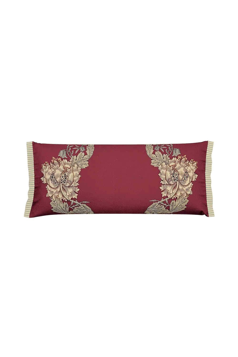 Morris & Co 'Honeysuckle & Tulip' Cotton Cushion in Dark Red