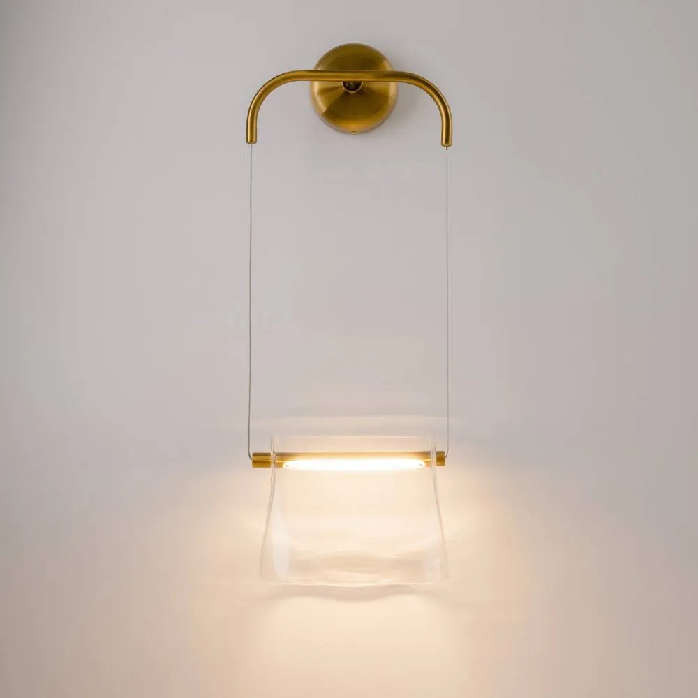 Netlighting Cabaret Hanging Modern Wall Lamp Brass 3000K 850lm Glass Shade in Gold 4
