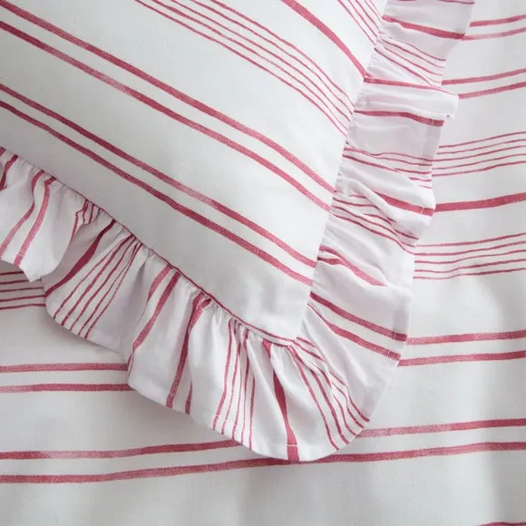 Ashley Frilled Stripe 100% Cotton Duvet Cover & Pillowcase Set 4