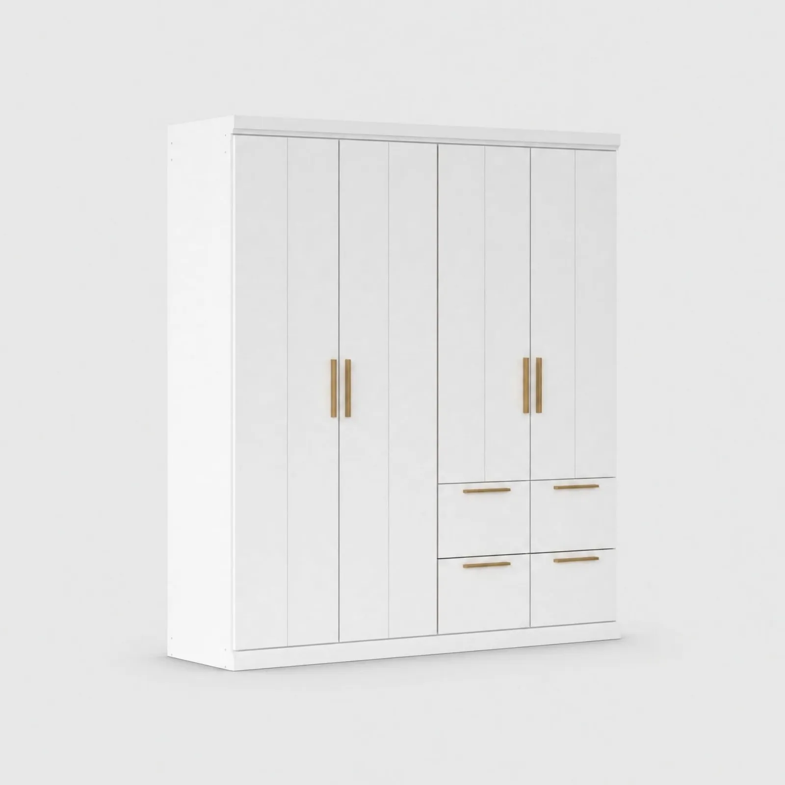 Malham 4 Door Hinged Wardrobe 181X203Cm With Cornice, White Wood | Barker & Stonehouse 1