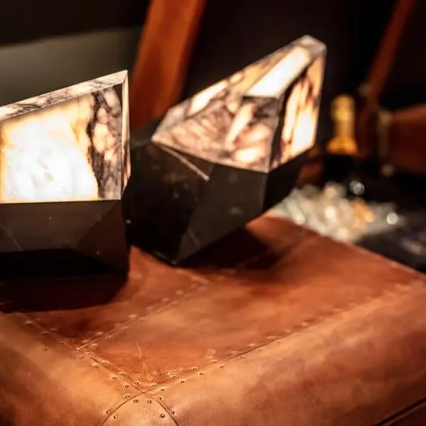 Timothy Oulton Meta Table Lamp Without Bulb, Square, Grey Marble | Barker & Stonehouse 2