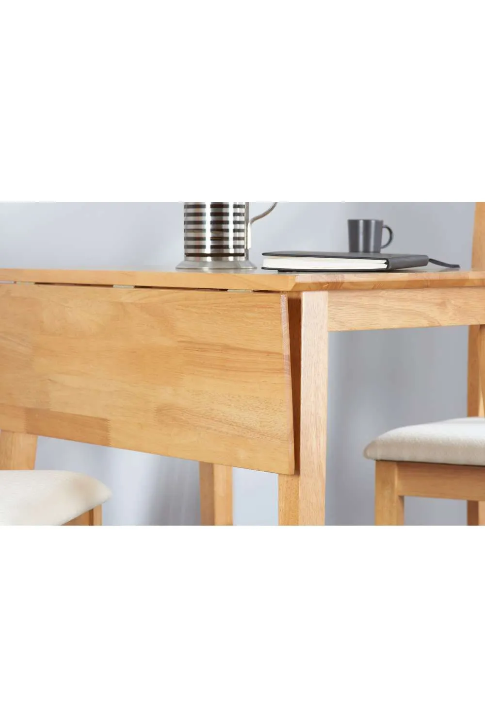 Birlea Drop Leaf Table Chairs Square Solid Wood Dining 2 Kitchen Set Oak Finish in Brown 3
