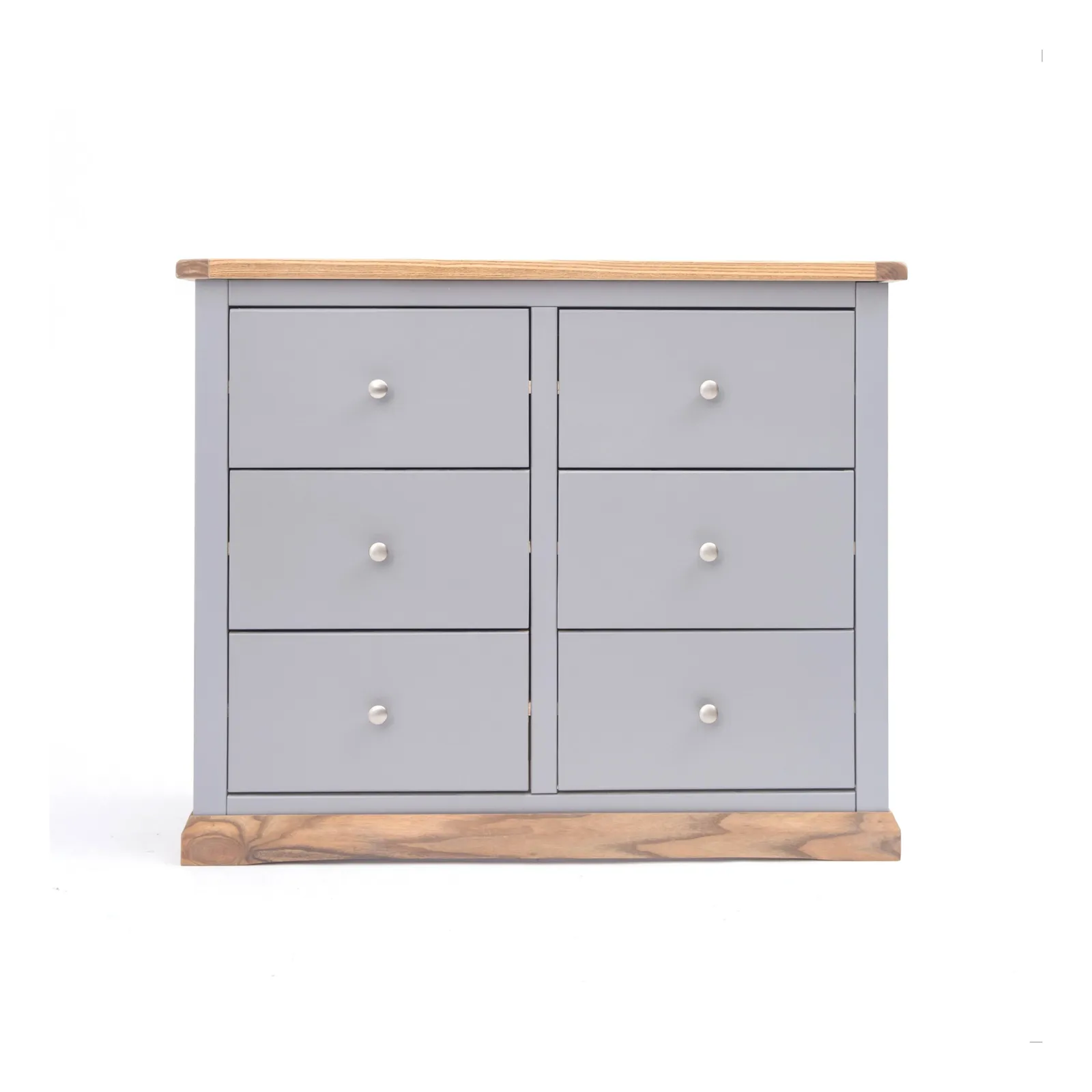 Cabinet Bits Biccari 6 Drawer Chest of Drawers Chrome Knob in Grey