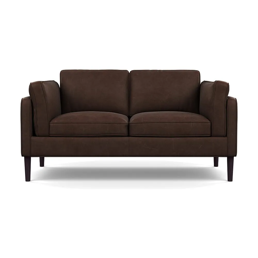 Heal's Sonno 2 Seater Heritage Leather Chestnut 2064 Wenge Black Feet 1