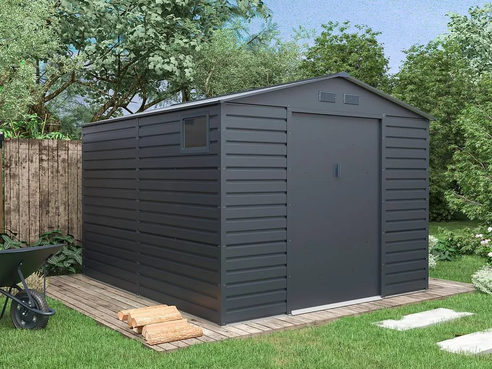 Vente-unique Galvanised Steel Garden Shed - Anthracite - 8.94 M² - ADELMO in Dark Grey 3