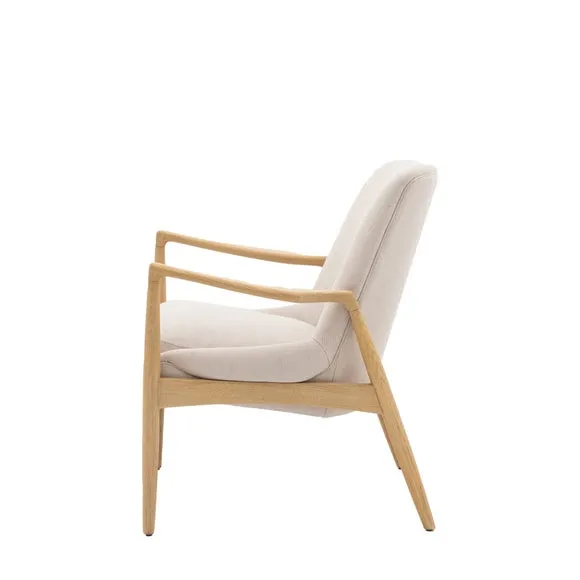 Callar Linen Wooden Arm Accent Chair 4