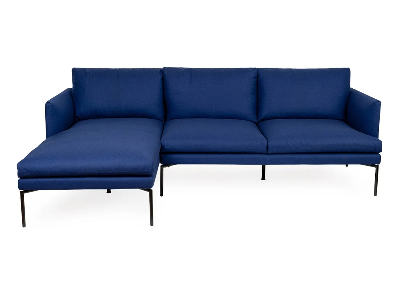 Heal's Matera Left Hand Facing Chaise Sofa St Moritz Wool Blue Black Feet 1