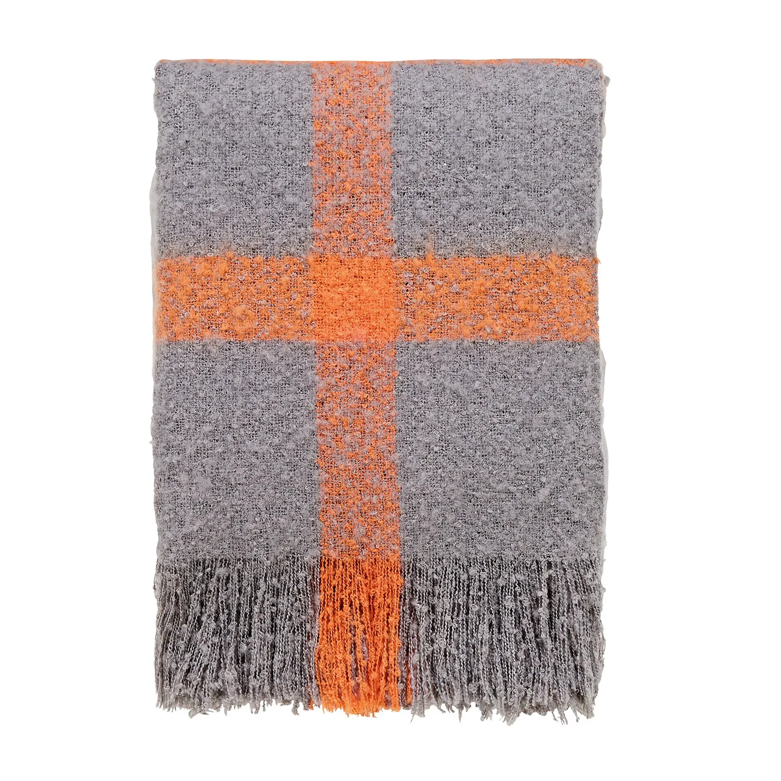 Helena Springfield Dahl Tolka Grey and Orange Woven Throw Grey/Orange