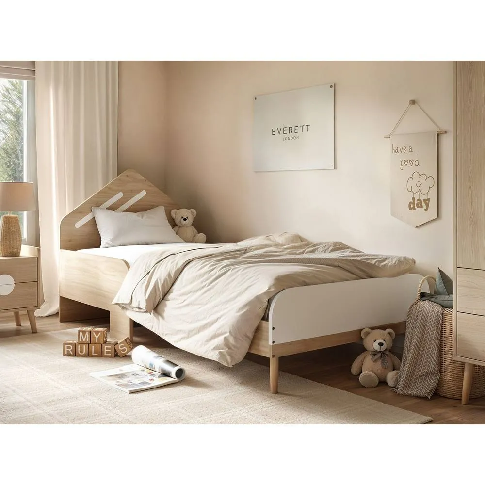 Flair Noah Single Bed Oak in White 1