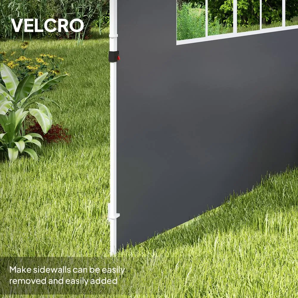OUTSUNNY Gazebo Replacement Exchangeable Wall Panels w/ Window, Dark Grey 5