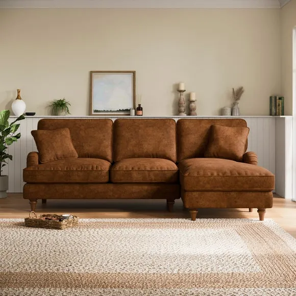 Beatrice II Relaxed Faux Leather Corner Chaise Sofa