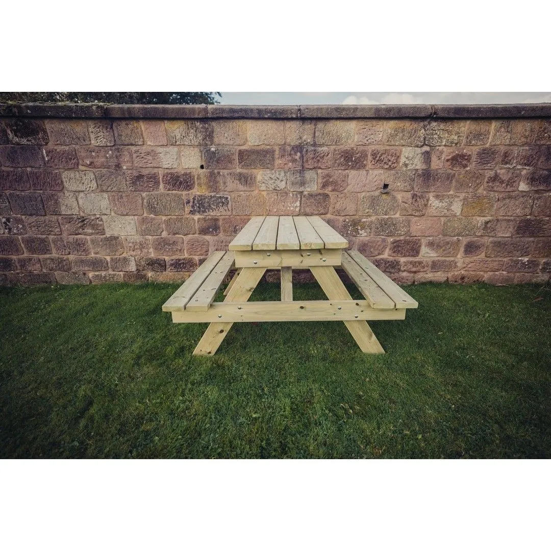 Churnet Valley Garden Furniture Ltd Picnic Table - L139.5 x W143.5 x H76 cm - Partially Assembled in Brown 3