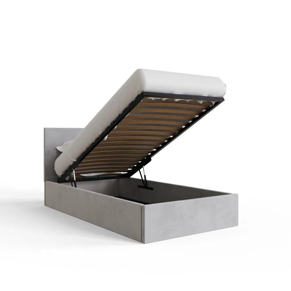 GFW End Lift Ottoman Storage Bed Velvet in Charcoal 6