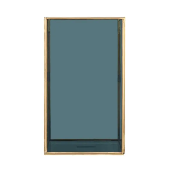 Pacific Smoked Glass And Brass Metal Large Square Hurricane 4