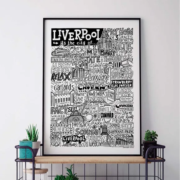 Sketchbook Design Liverpool Landmarks Framed Print