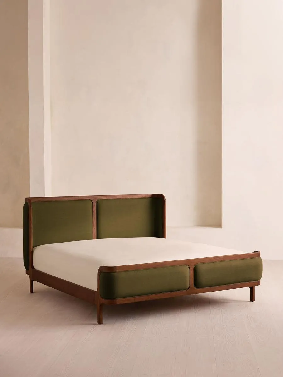 Belsa Bed, Superking, Linen, Olive