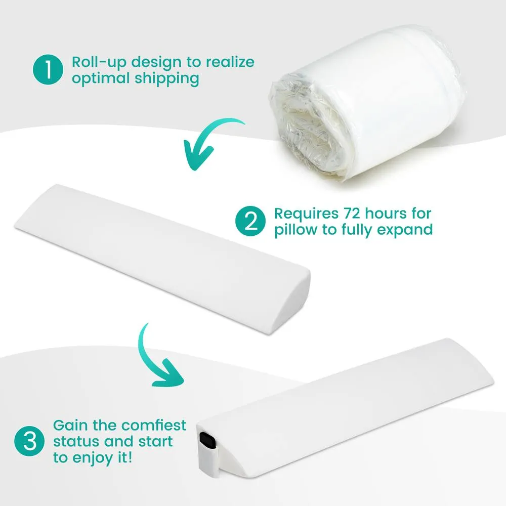 Costway Full Size Bed Wedge Pillow Bolster Triangle Pillow Long Gap Filler Side Pocket in White 6