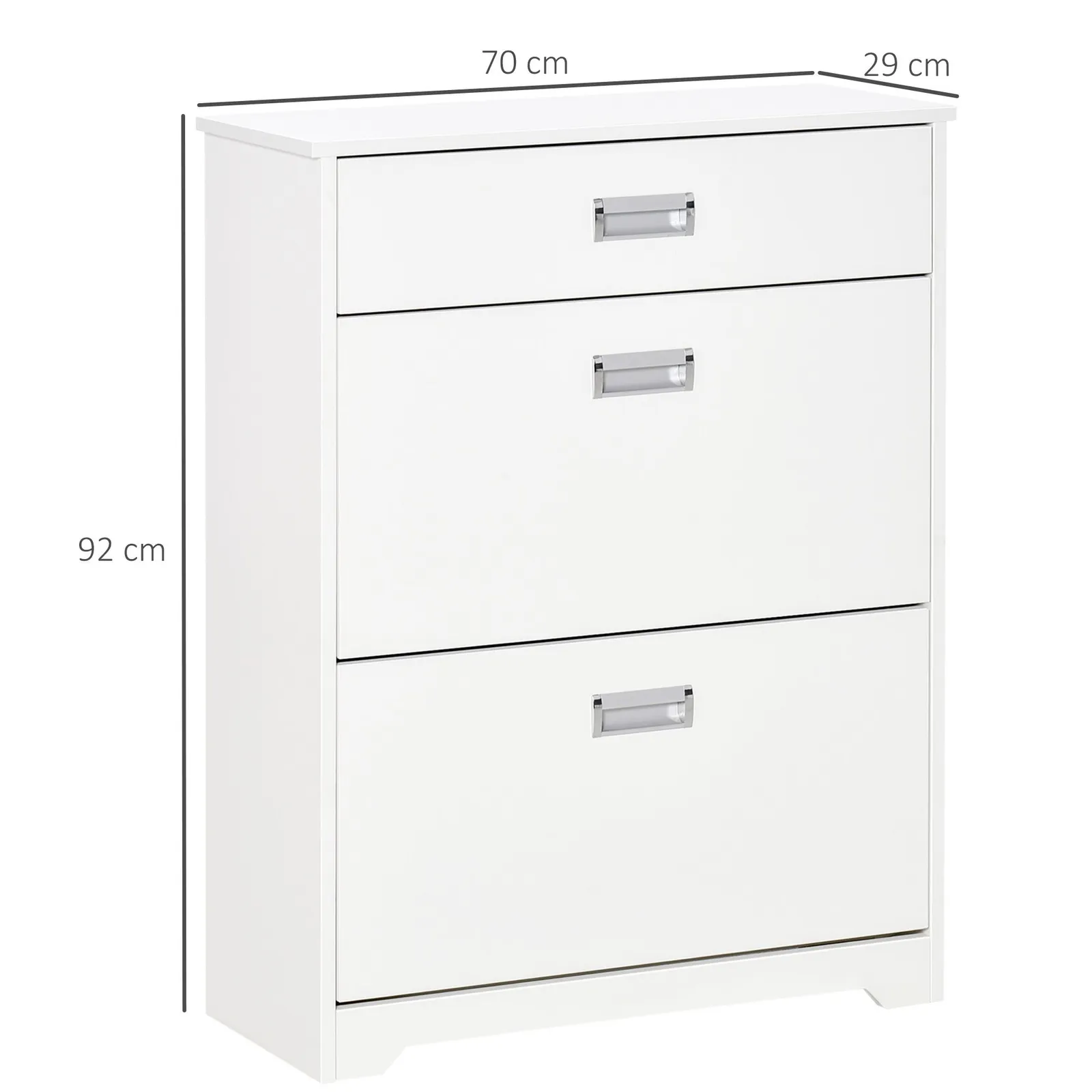 HOMCOM Tipping Shoe Cabinet Hall Organizer with Flip Drawers in White 3
