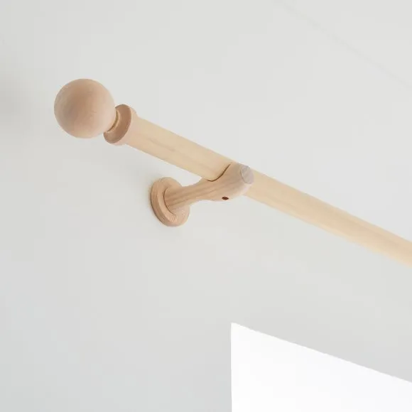 Ashton Fixed Wood Curtain Pole with Rings