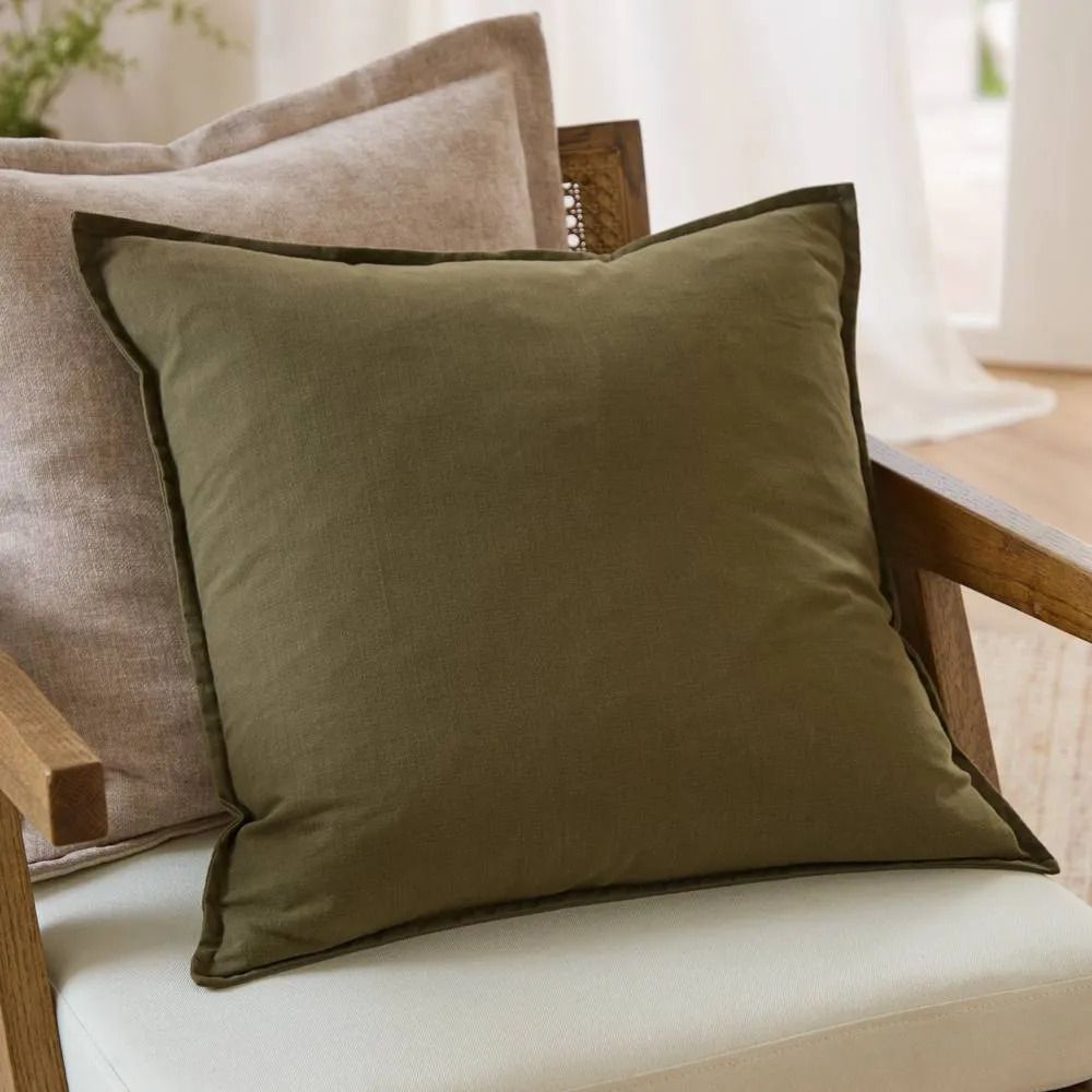 Yard Slub Cotton Cushion in Dark Green