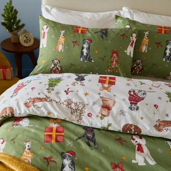 Furn. Christmas Pawty Brushed Polycotton Duvet Cover & Pillowcase Set 3