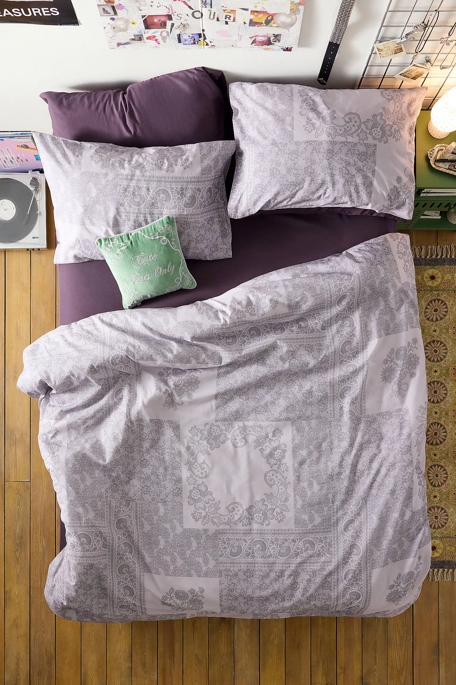 Lavender Lace Duvet Set - Lavender Single