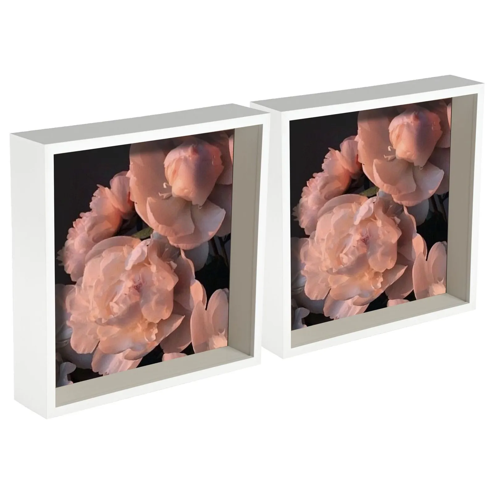 Nicola Spring 3D Deep Box Photo Frames - 10 x 10" - Pack of 2 in White 1