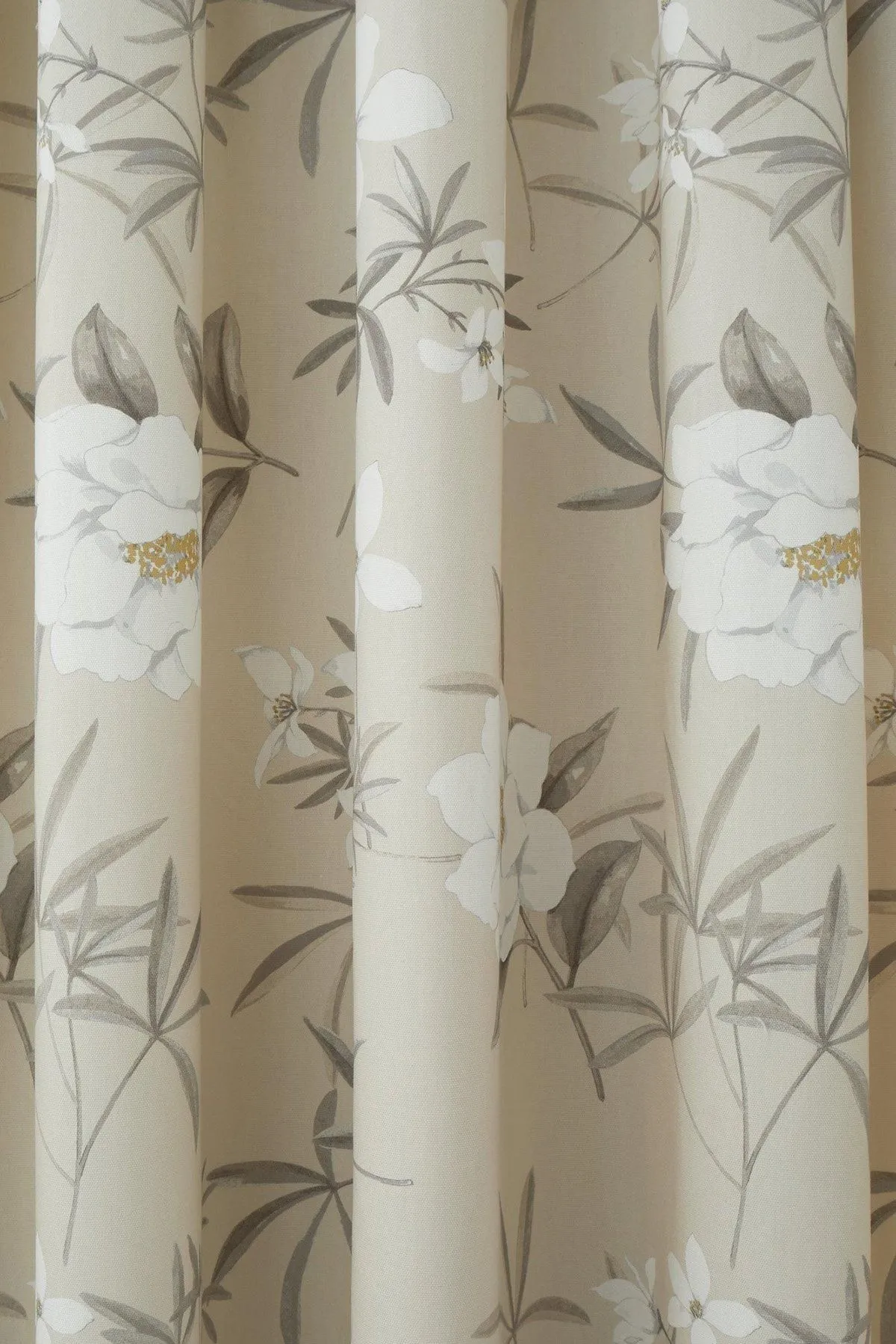 Dreams & Drapes 'Eve' 100% Cotton Floral Pair of Pencil Pleat Curtains With Tie-Backs in Natural 6