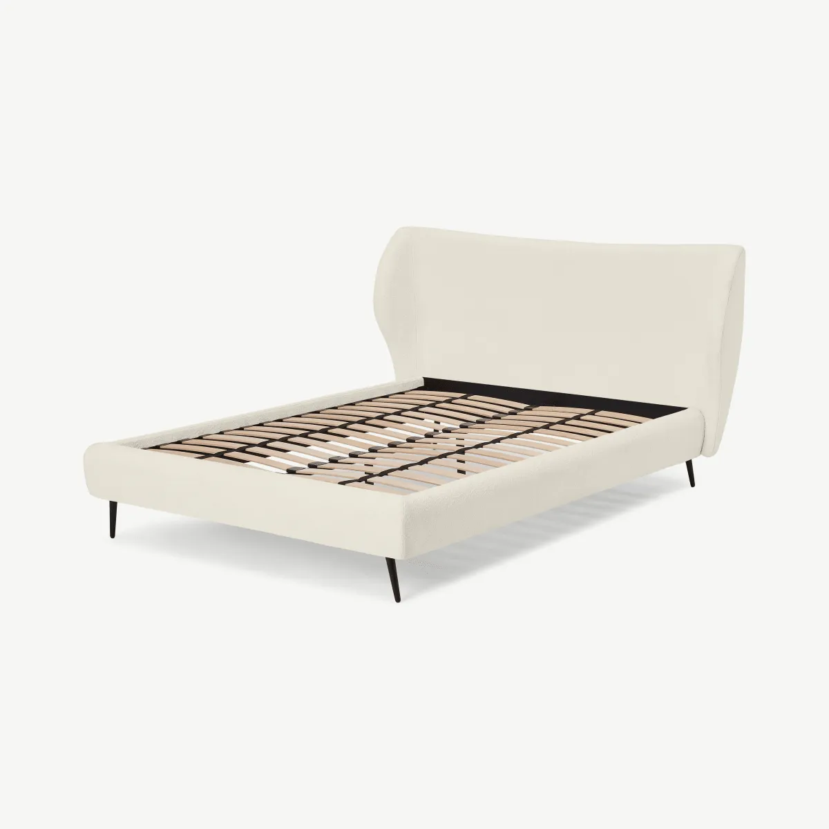 Topeka Double Bed, Whitewash Boucle