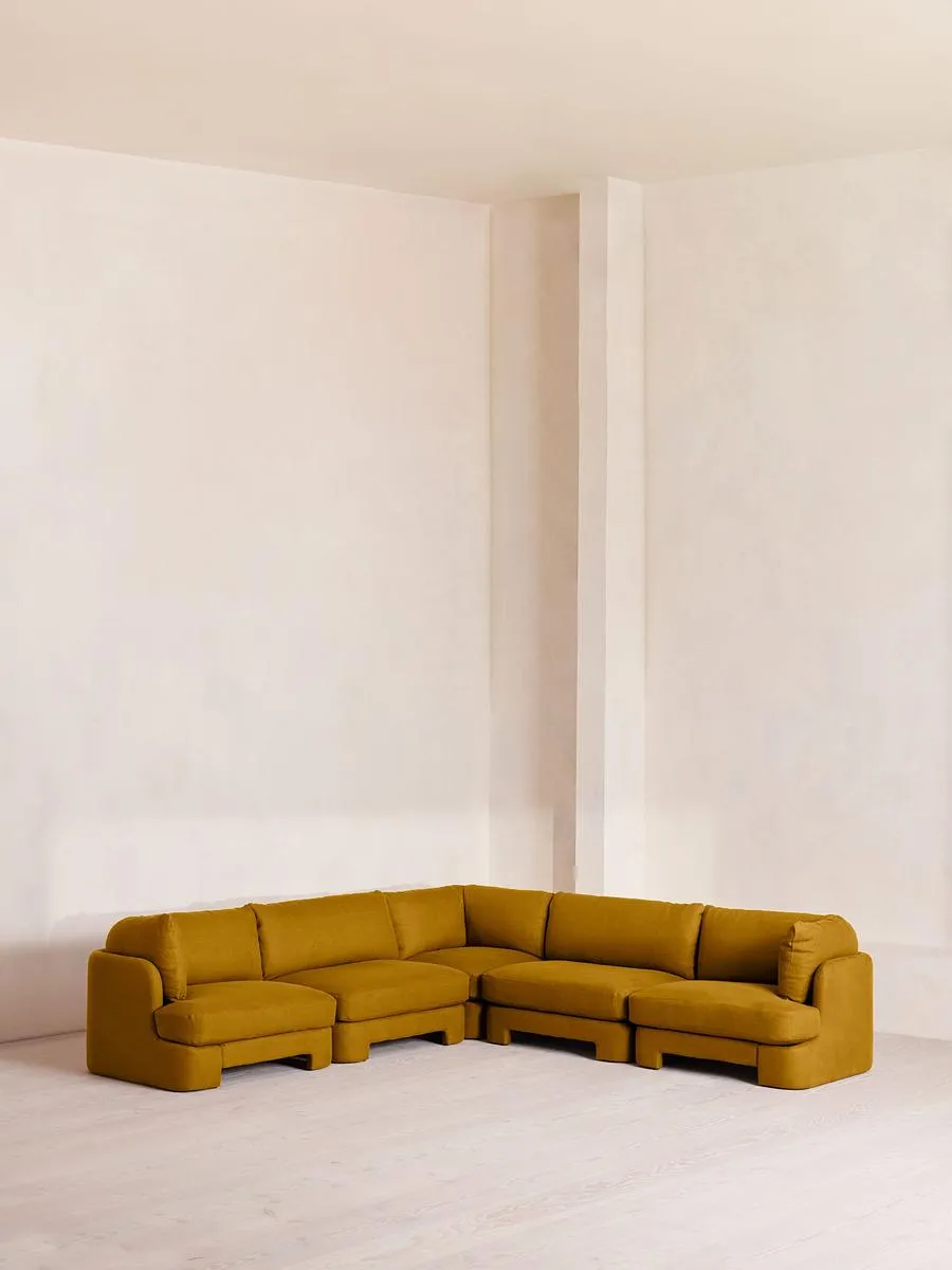 Odell Deeper Sit Modular Sofa, Corner Sofa, Linen, Turmeric