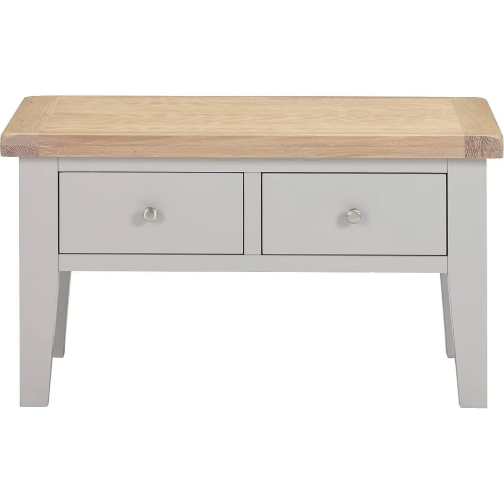 Seconique Windsor 2 Drawer Coffee Table (Fully Assembled) in Light Grey 3